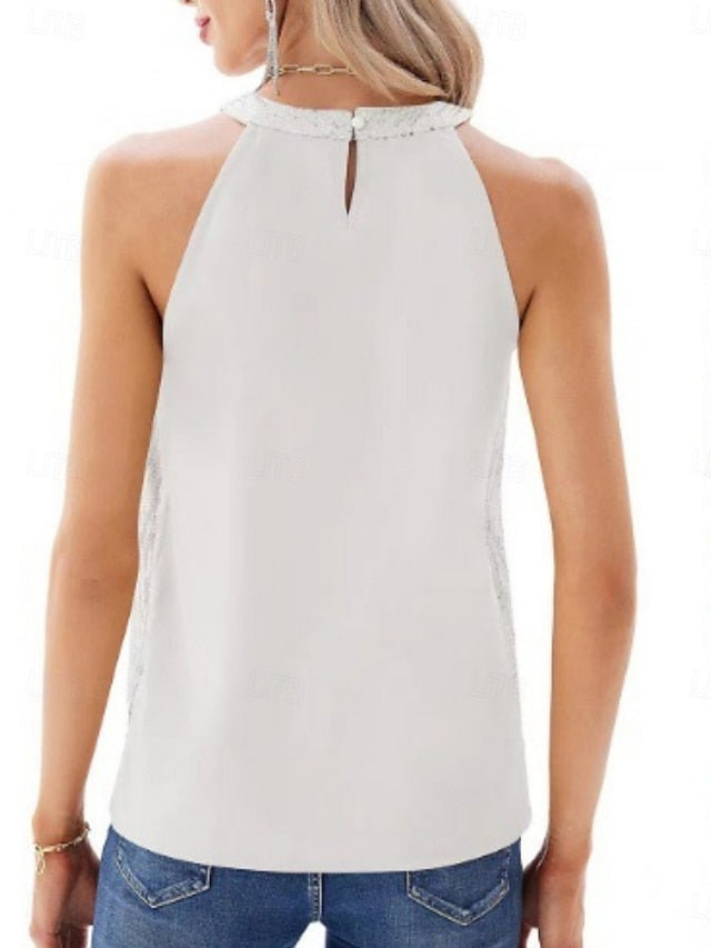 Women's Camisole Tank Top Sequins Solid Color Stylish