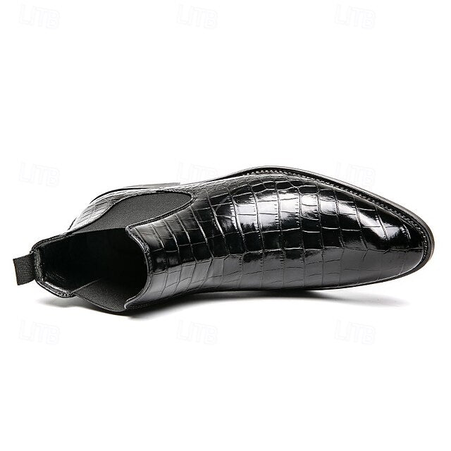 – Boots Slip-On Pattern Crocodile Men's Brown Chelsea