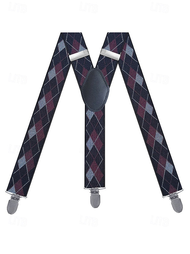 Clip-On Men's Classic Suspenders Pattern Argyle –
