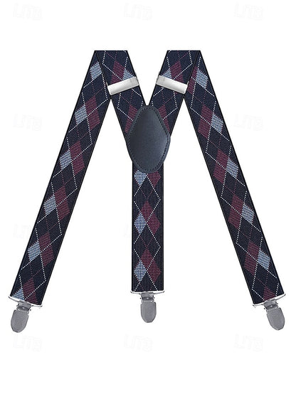 Clip-On Men's Classic Suspenders Pattern Argyle –