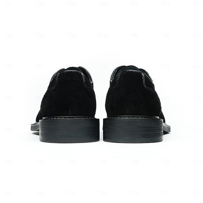 Cowhide Suede Derby Genuine Men's Shoes Leather - Classic