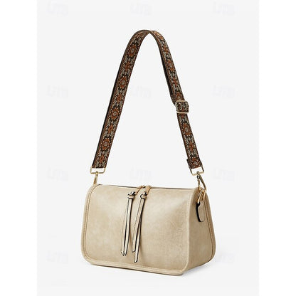 Bag Adjustable Leather Brown Faux Women's Shoulder with