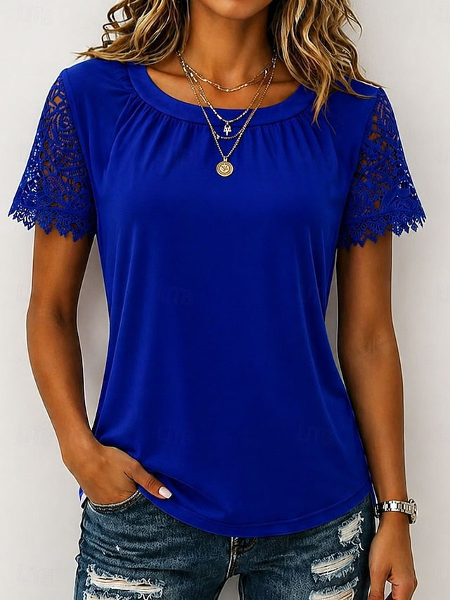 Women's Shirt Blouse Lace Tops Lace Plain Stylish Classic