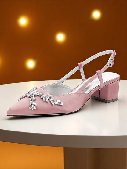 Slingback Satin Black Women's Heels