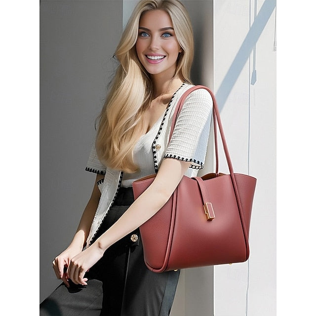 Leather Green Bag Tote Faux Women's