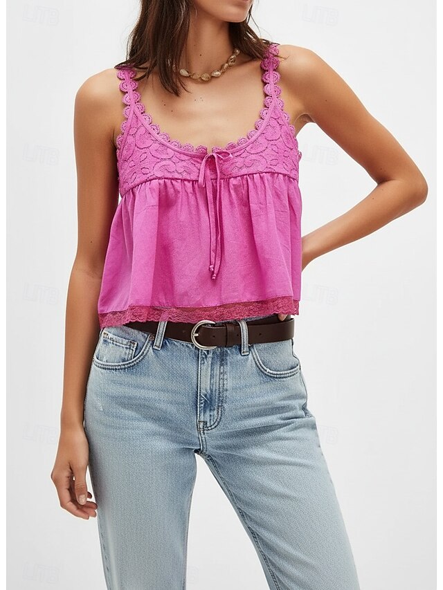 Women's Blouse Lace Tops Camisole Tank Top Patchwork Lace