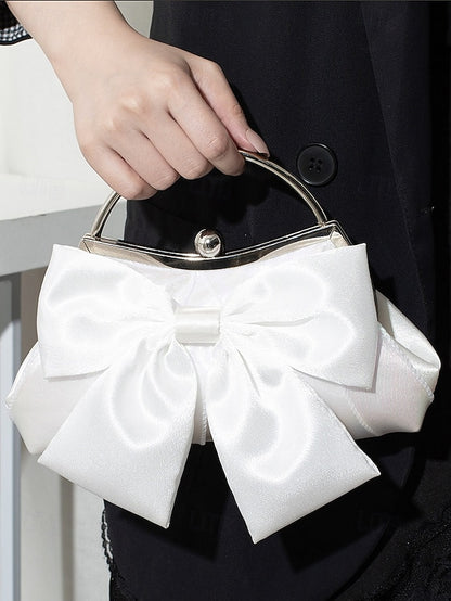 Evening – Bag Women's Elegant Bow Satin Pearl Clutch
