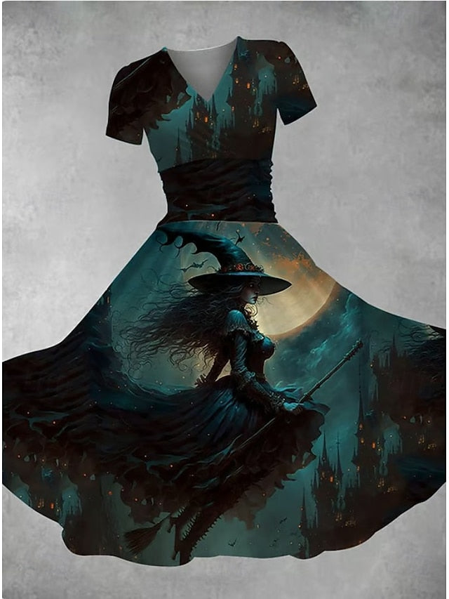 Women's Bloodstain Print Midi Dress A Line Dress Dress Fit