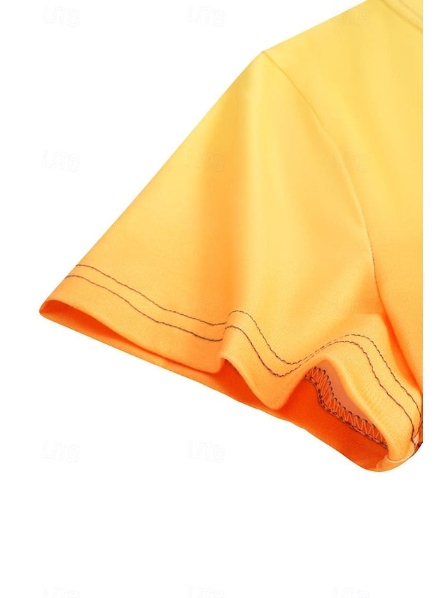 Women's T shirt Casual Ombre Round Neck Yellow Red Gradient