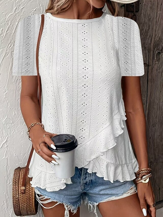 Women's T Shirt Solid Color Plain Basic Casual Short Sleeve