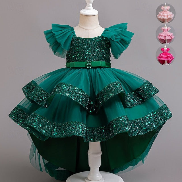 Dress Sleeveless Kids Sequin Special Wedding Girls' Party