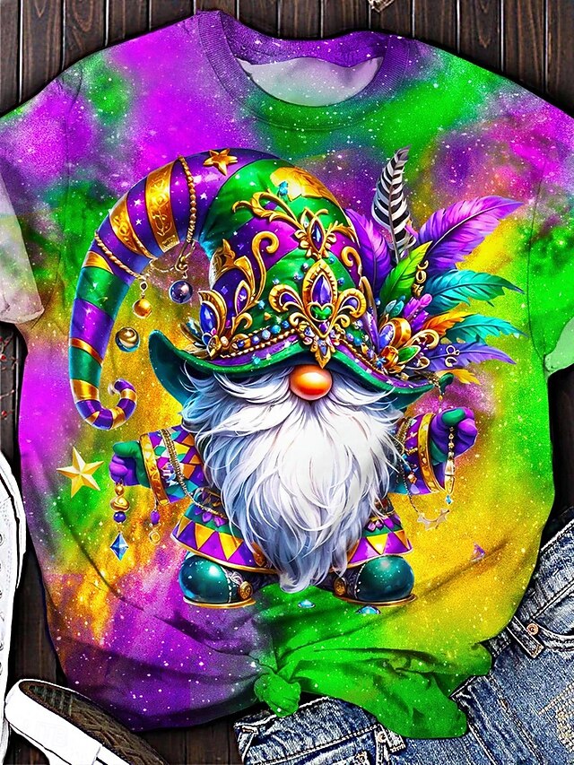 Carnival Women's T Shirt Print Ombre Graphic Tie Dye