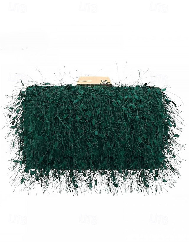 Chain with Strap Women's Feathered Chic Clutch Evening