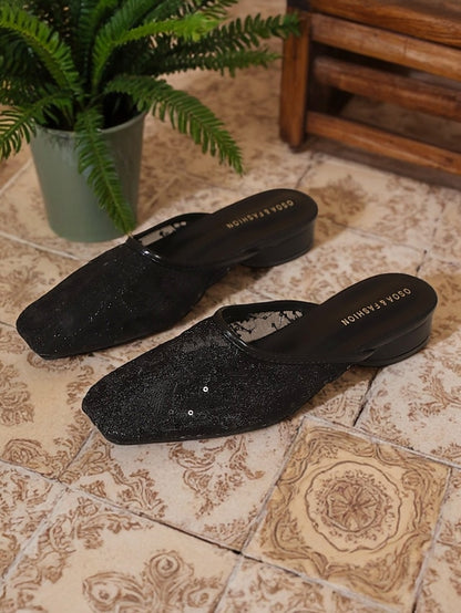 Sheer Women's Ballet Lace Elegant White Mesh Flats –