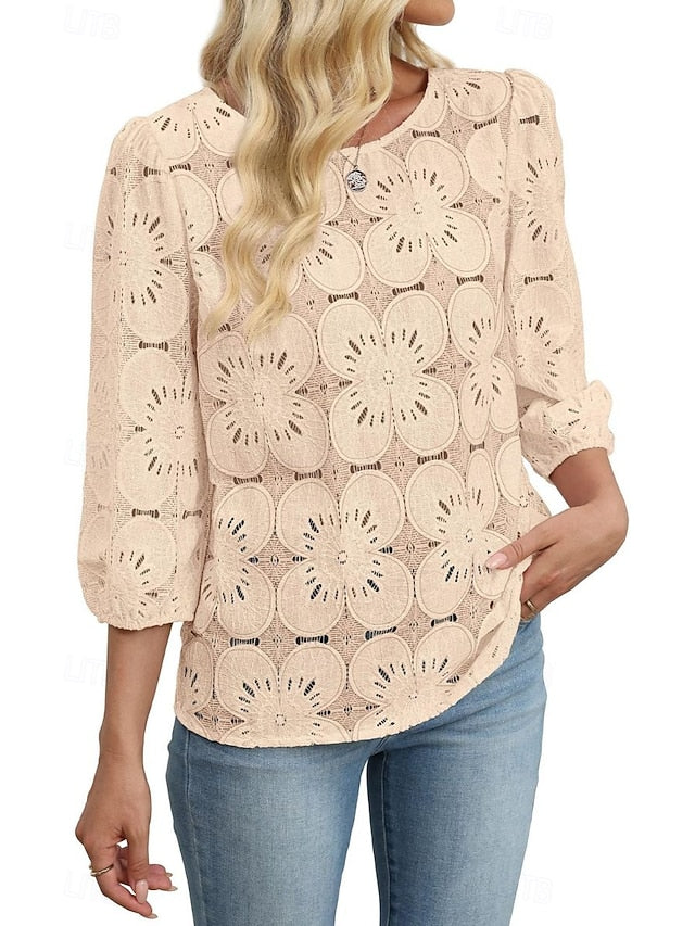 Women's Lace Shirt Blouse Lace Plain Active Casual Long