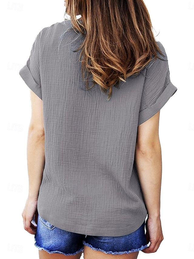 Women's T Shirt Plain Fashion Casual Short Sleeve V Neck