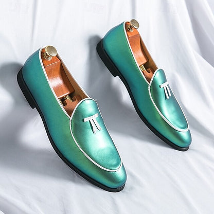 Patent Faux with Trim Loafers Yellow Men's Leather Black