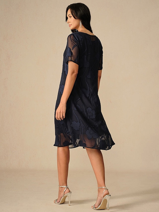 Women's Knee Length Dress Chiffon Dress Elegant Casual