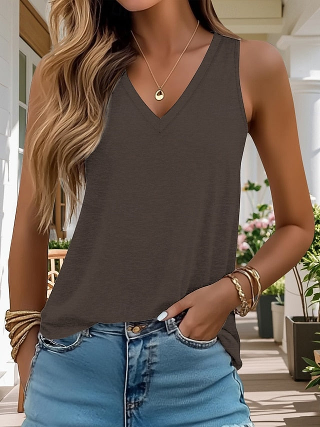 Multi Packs 3pcs Women's V Neck Sleeveless Black+white+grey