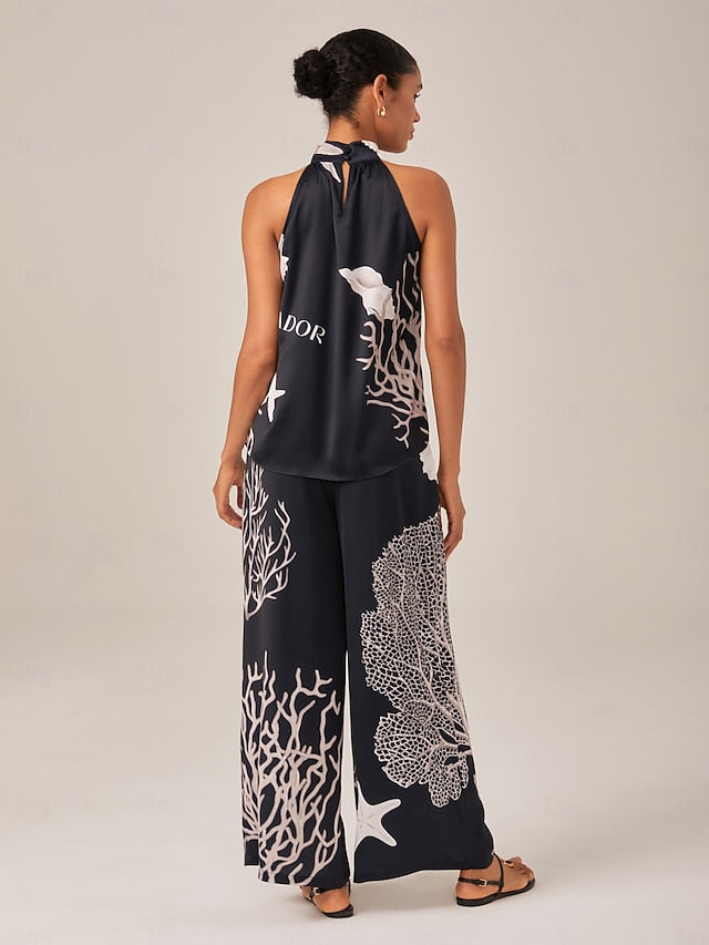 Vacation-Style Set With Ocean-Inspired Print