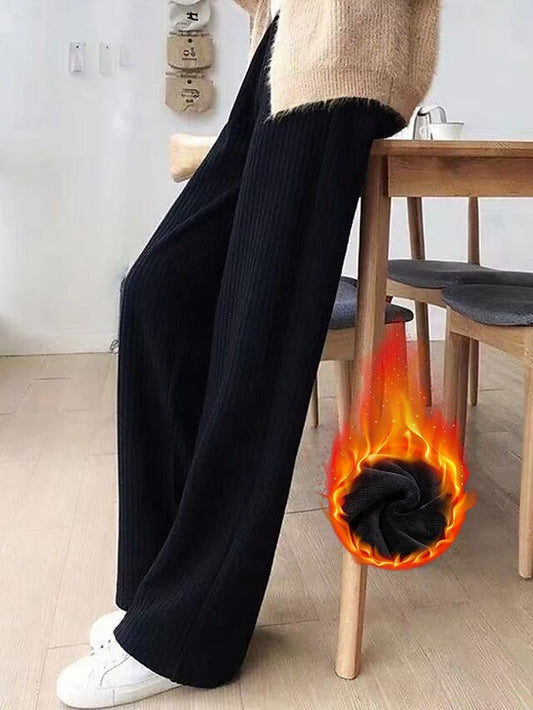 Thick wide leg pants for autumn and winter high waisted loose
