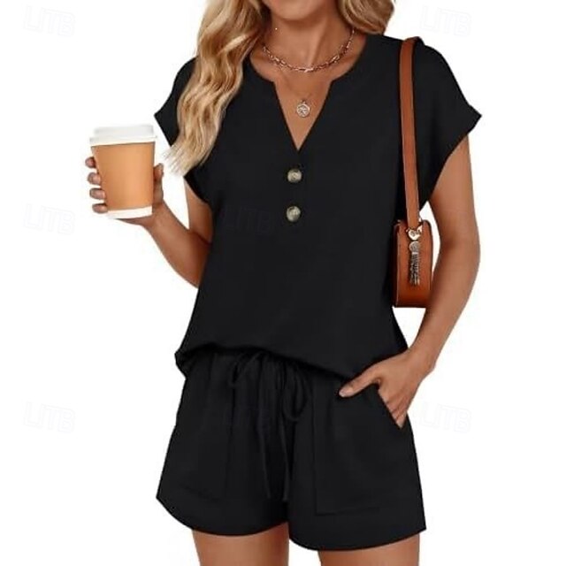 Women's Two Piece Sets Shorts Sets Short Sleeve V Neck