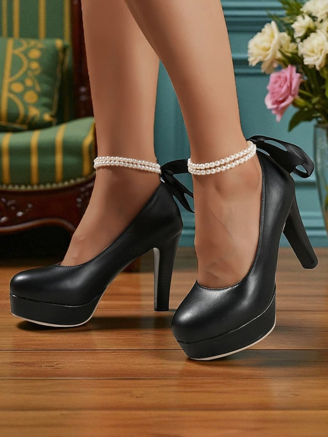 Faux Heels Women's Victorian-Style 1950s Pink Platform -