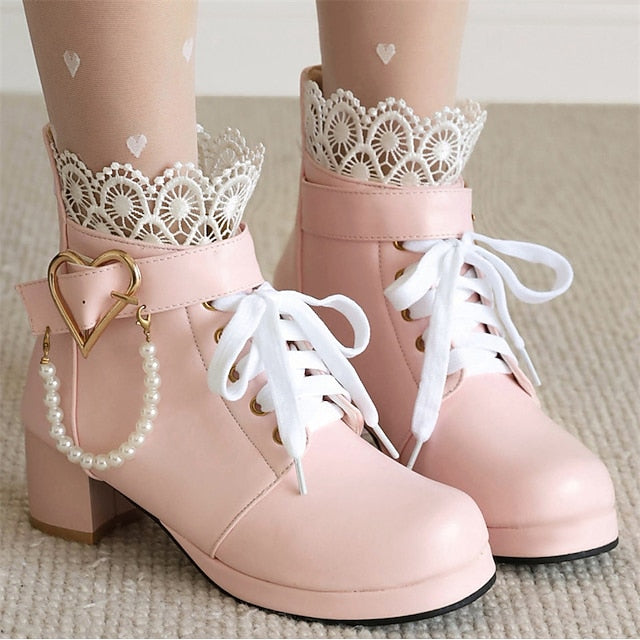 Wedding Shoes Women's Boots Lace-Up White Ankle – Bridal