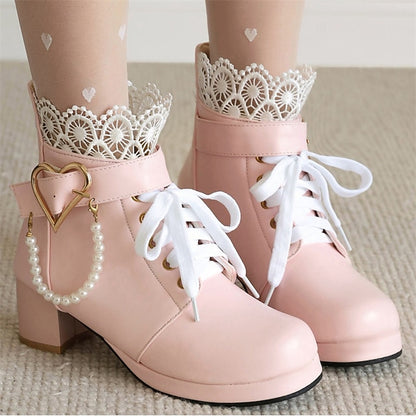 Wedding Shoes Women's Boots Lace-Up White Ankle – Bridal
