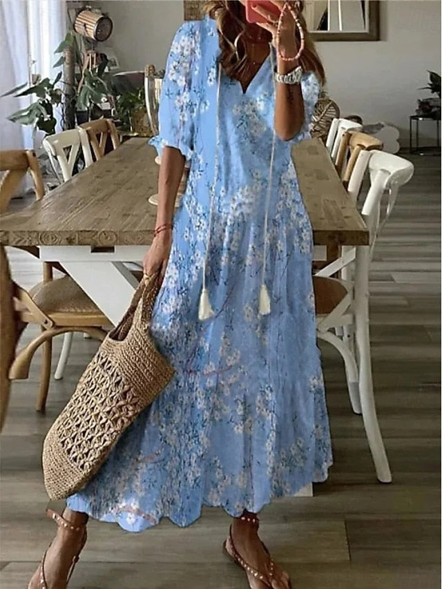 Women's Long Dress Maxi Dress Boho Dress Print Dress Peplum