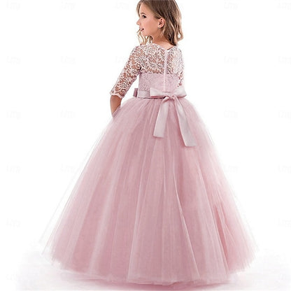 Girls' Dress Girl Flower Colored Kids Solid Wedding