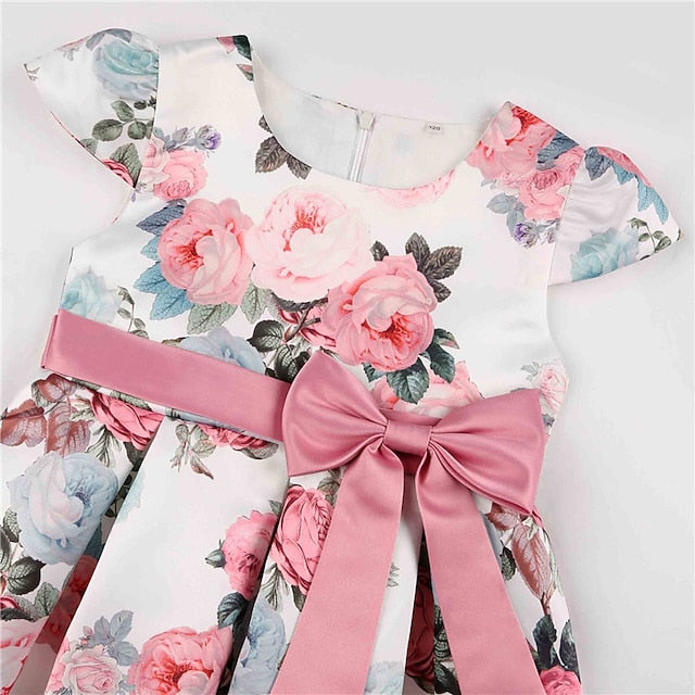 Dress Short Sleeve Flower Kids Girls' Party Floral