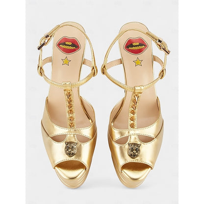 Women's Heels Silver Edgy Metallic High Platform and - Gold