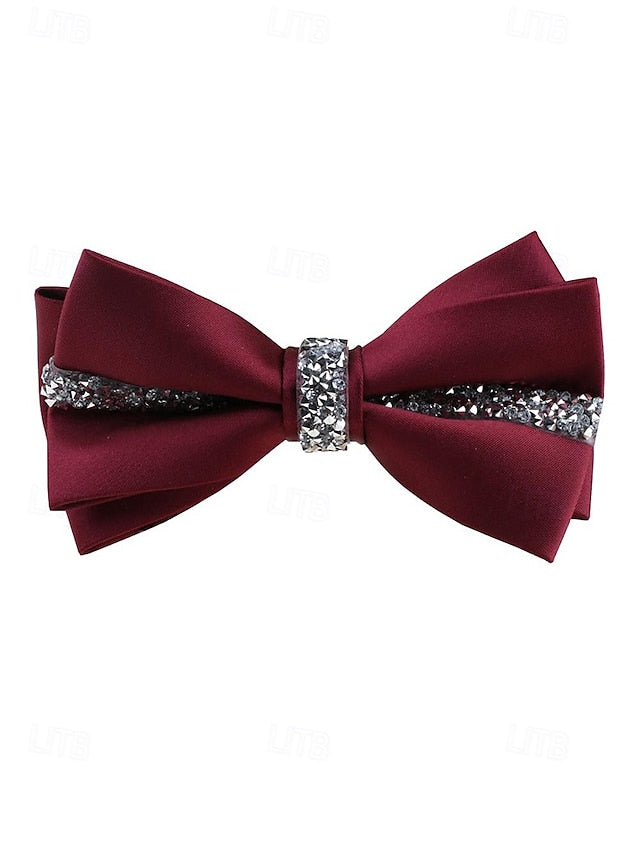 Burgundy Embellishment Satin with Tie Crystal Elegant – Bow