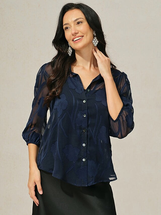 Women's Blouse Button-Up Shirt with Camisole Floral