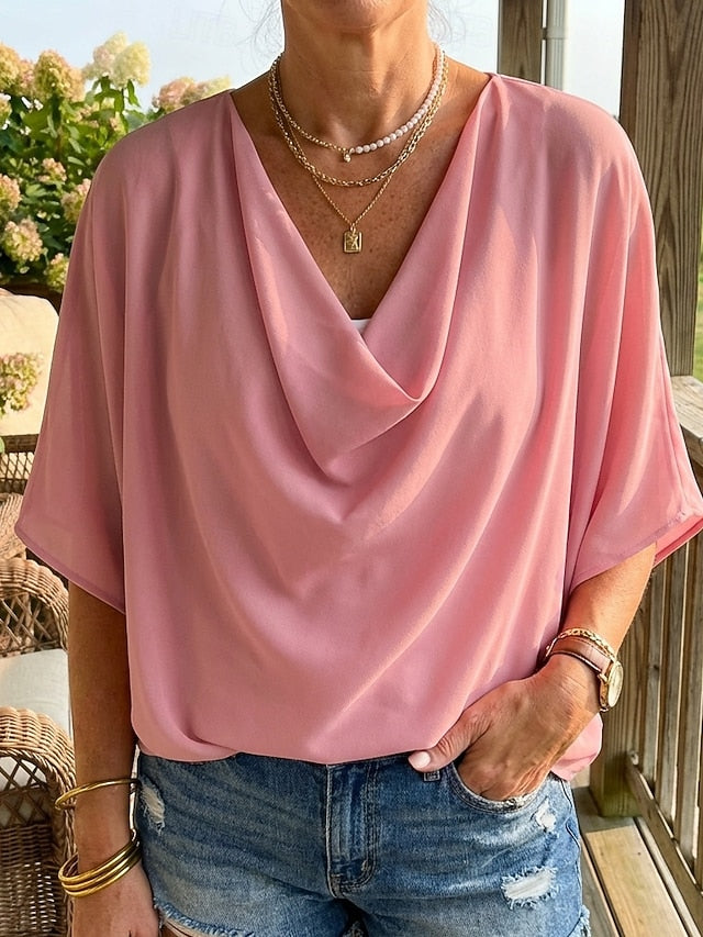 Women's Blouse Dressy Tops Elegant Stylish Solid Color