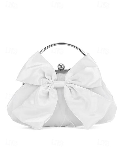 Evening – Bag Women's Elegant Bow Satin Pearl Clutch
