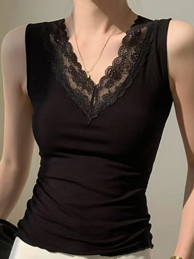 Women's Lace Splicing Top Blouse Camisole Tank Top Lace