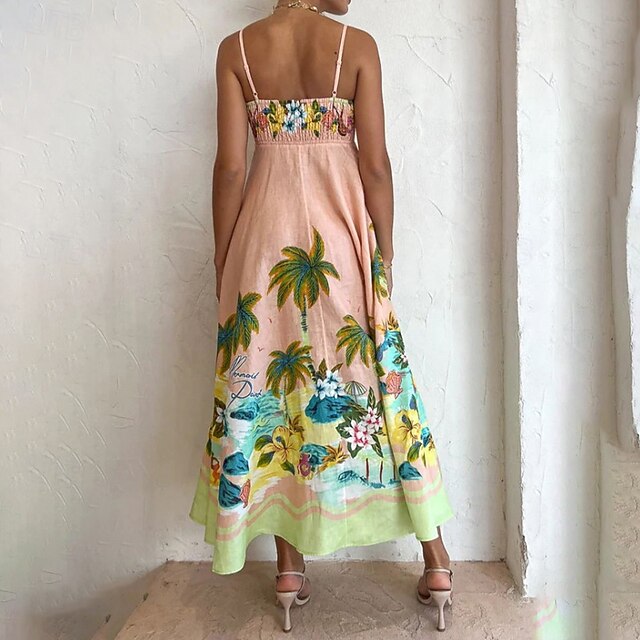 Women's Midi Dress Summer Dress Slip Dress Print Dress