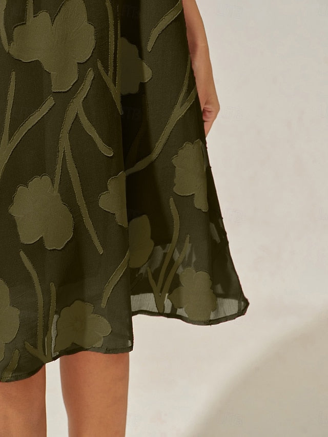 Women's Knee Length Dress Chiffon Dress Elegant Casual
