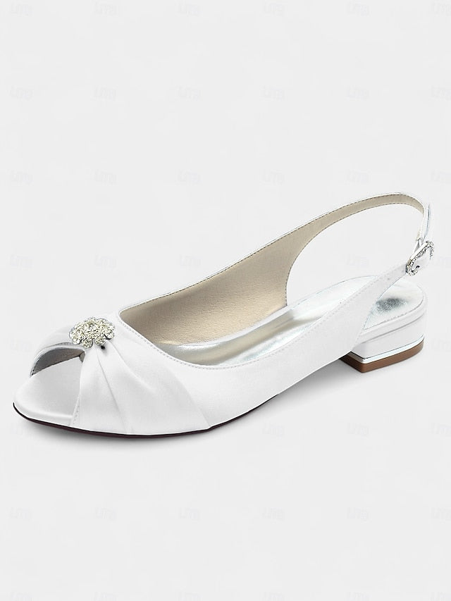 Slingback Wedding Crystal Satin with Women's Heels