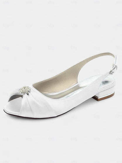 Slingback Wedding Crystal Satin with Women's Heels