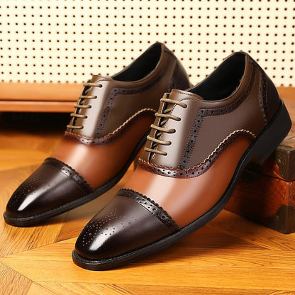 Men's Two-Tone Brogue Black – and Faux Brown Shoes