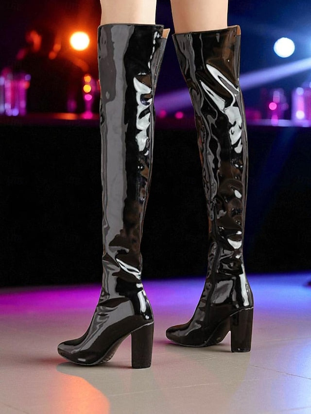 Knee the Leather Over Women's Red Patent Boots