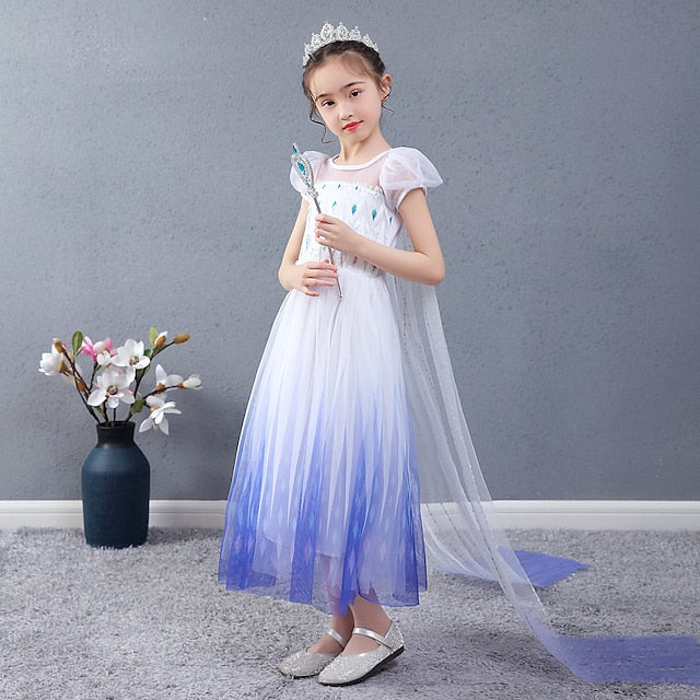 Girl Elsa Cosplay Dress Flower Princess Movie Girls'