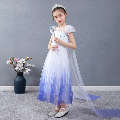 Girl Elsa Cosplay Dress Flower Princess Movie Girls'