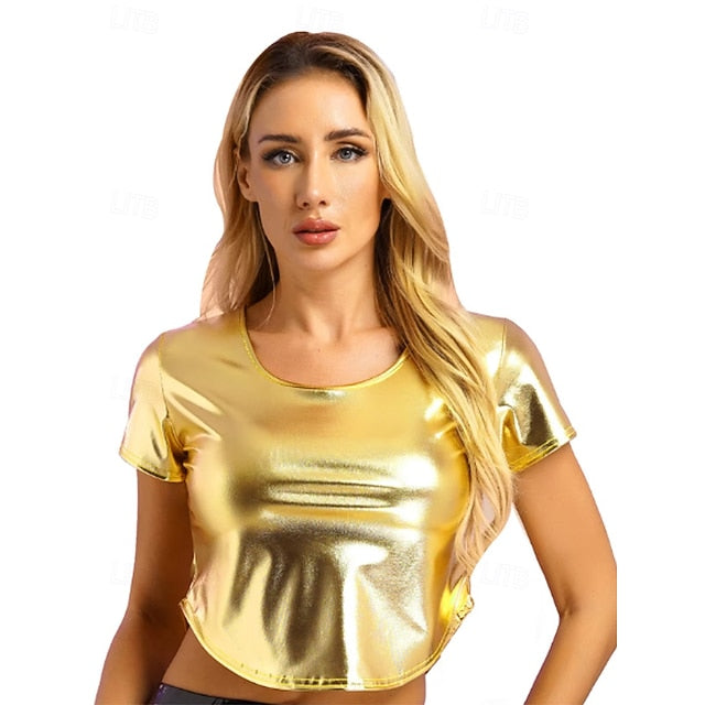 Mardi Gras 2026 Retro Vintage 1980s T-shirt Crop Top Disco Shiny