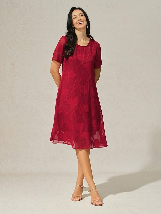 Women's Knee Length Dress Chiffon Dress Elegant Casual