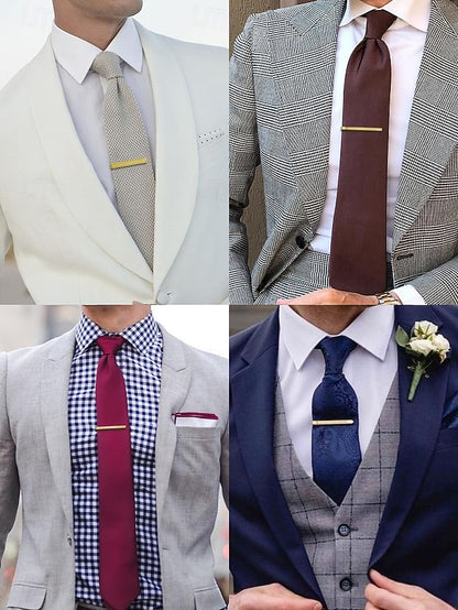 Inlay Men with – Gold Elegant for Clip Design Sleek Black Tie