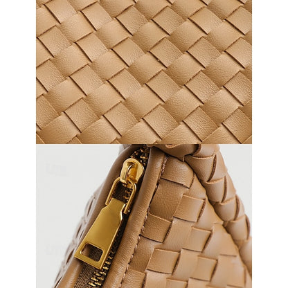 Leather Elegant Woven Chic Bag Women's Hobo – Round Ivory